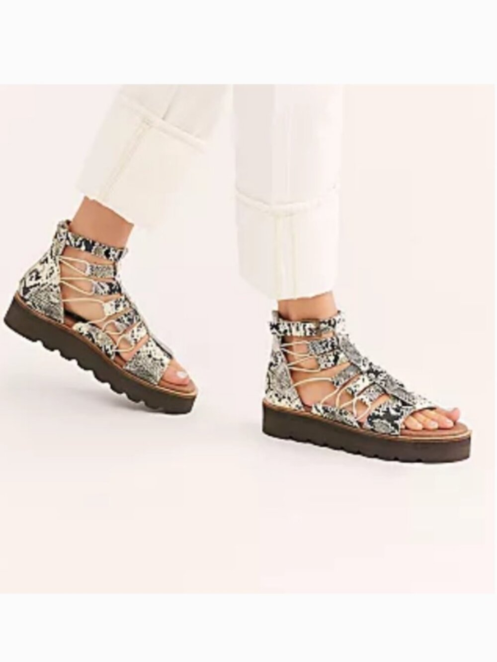 Free People Aubrey Wrap Gladiator Platform Animal Print Sandals